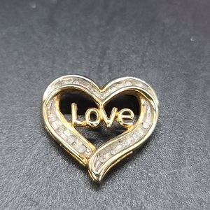 10K Gold and Diamonds Heart & Love Pendant